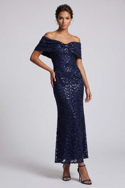 Sparkly Sequined Chocolate Mermaid Long Mother of the Bride Dress