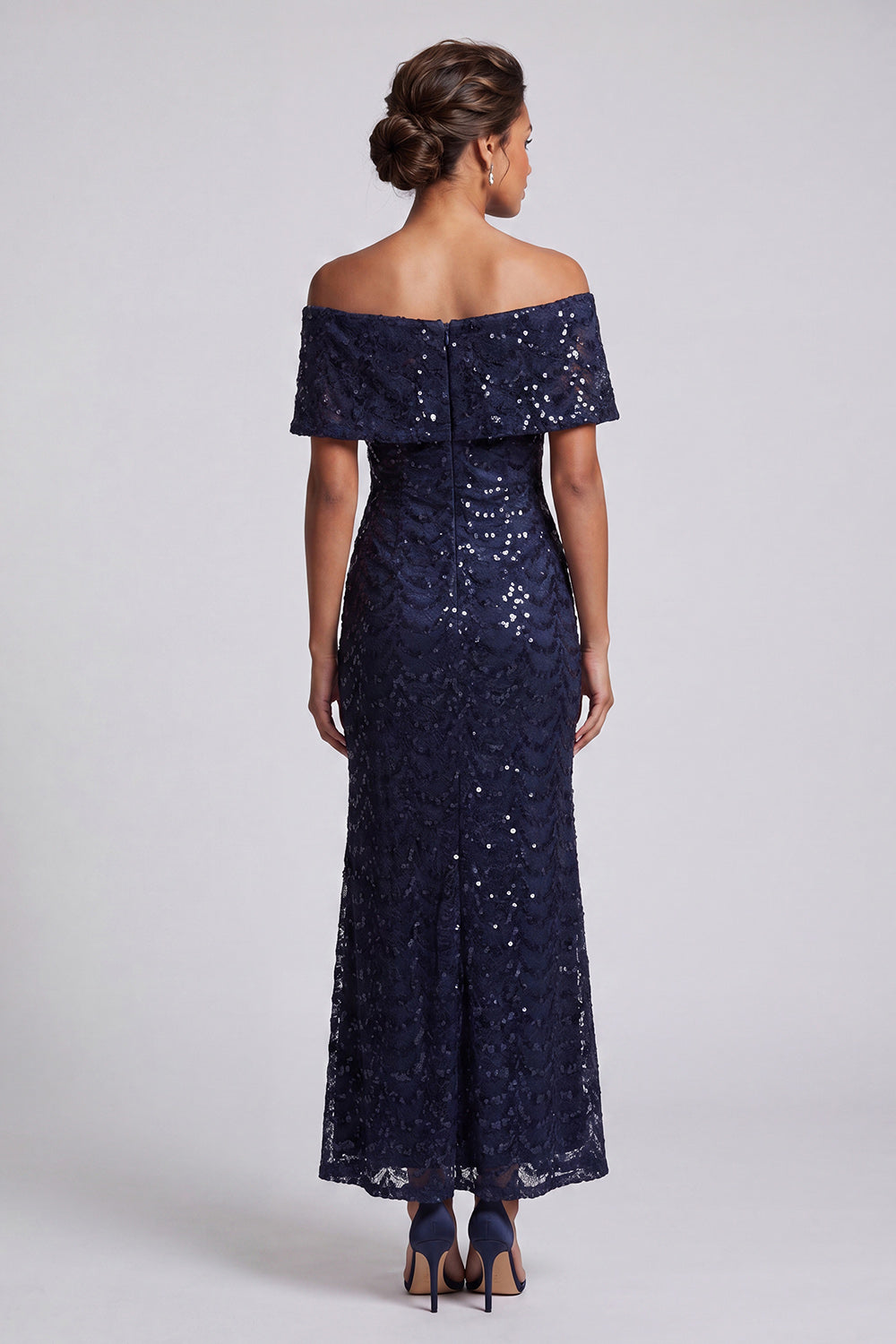 Sparkly Sequined Chocolate Mermaid Long Mother of the Bride Dress