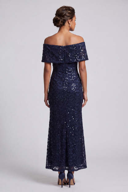 Sparkly Sequined Chocolate Mermaid Long Mother of the Bride Dress