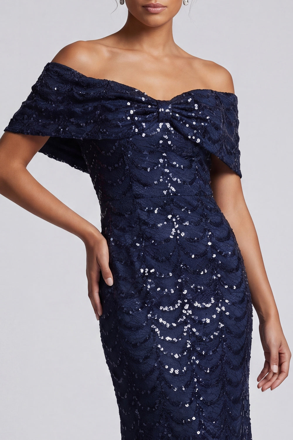 Sparkly Sequined Chocolate Mermaid Long Mother of the Bride Dress