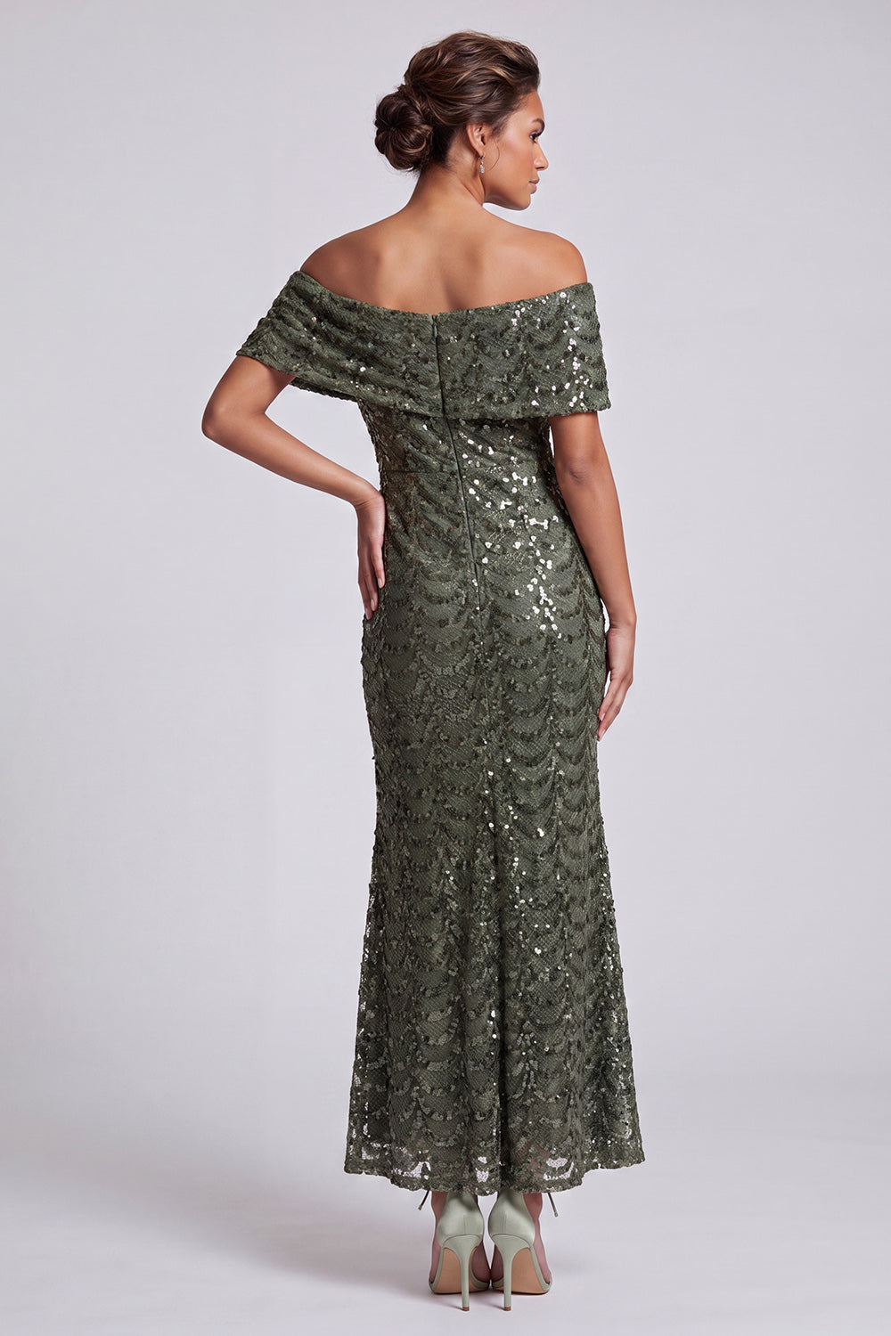 Sparkly Sequined Chocolate Mermaid Long Mother of the Bride Dress