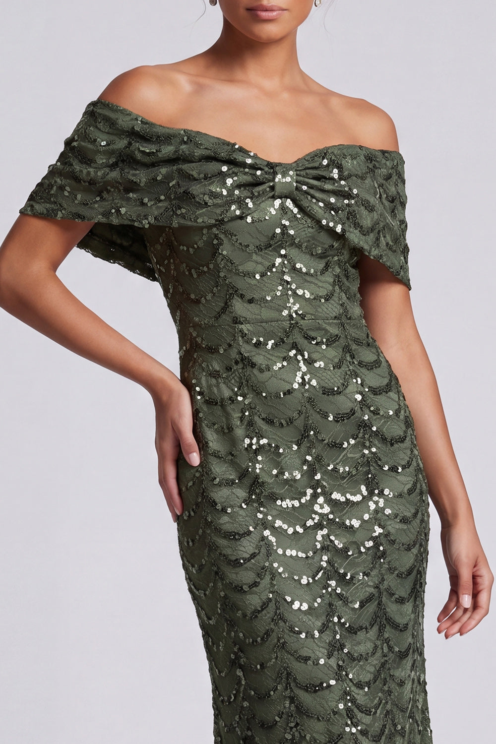 Sparkly Sequined Chocolate Mermaid Long Mother of the Bride Dress