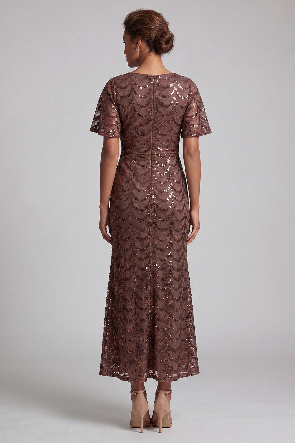 Chocolate Mermaid Sweetheart Sequined Long Mother of the Bride Dress