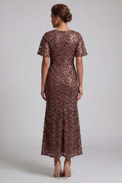 Chocolate Mermaid Sweetheart Sequined Long Mother of the Bride Dress