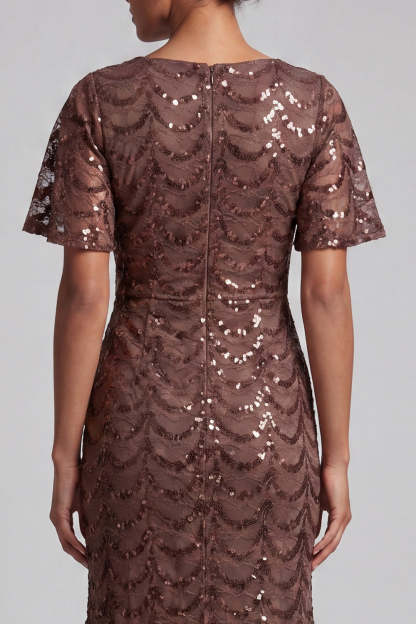 Chocolate Mermaid Sweetheart Sequined Long Mother of the Bride Dress