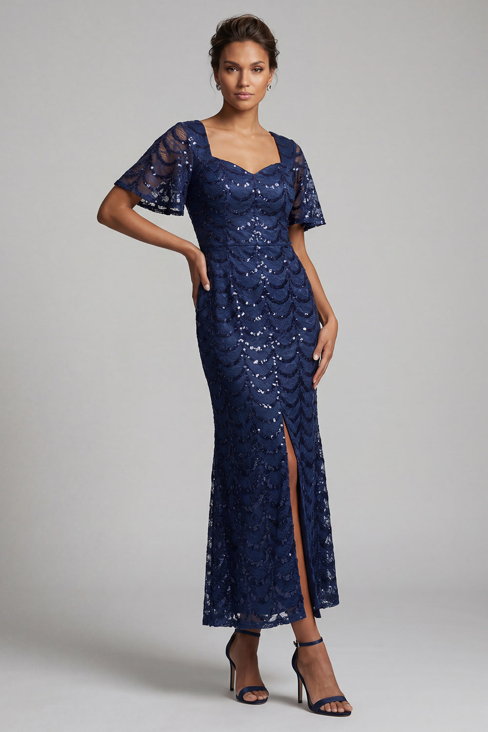 Chocolate Mermaid Sweetheart Sequined Long Mother of the Bride Dress
