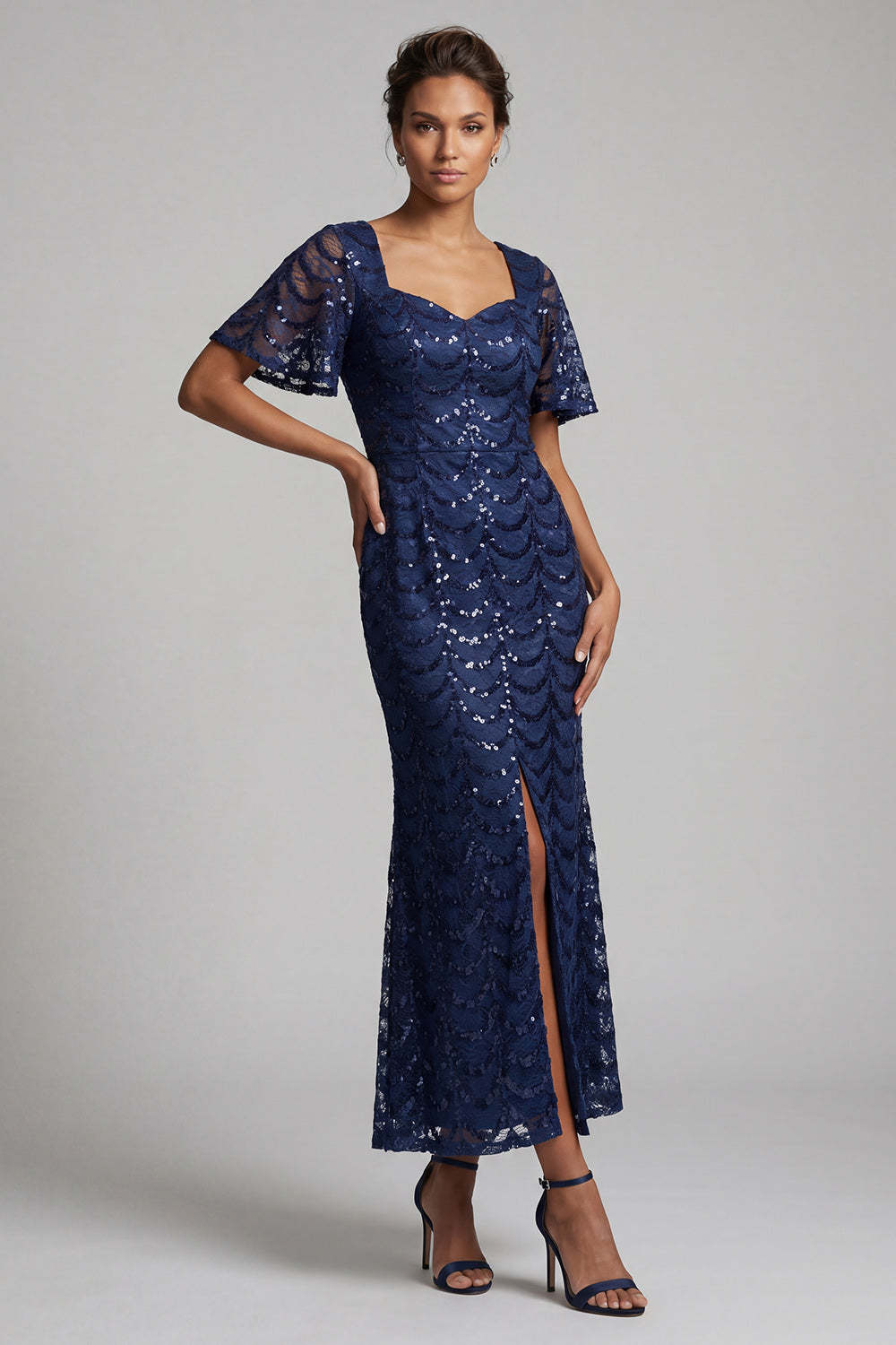 Chocolate Mermaid Sweetheart Sequined Long Mother of the Bride Dress