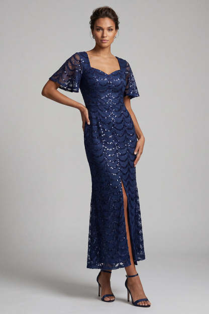 Chocolate Mermaid Sweetheart Sequined Long Mother of the Bride Dress