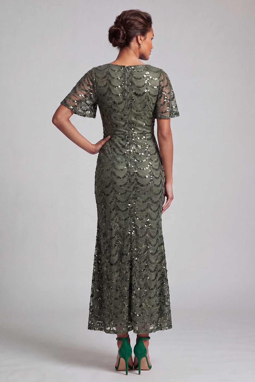 Chocolate Mermaid Sweetheart Sequined Long Mother of the Bride Dress
