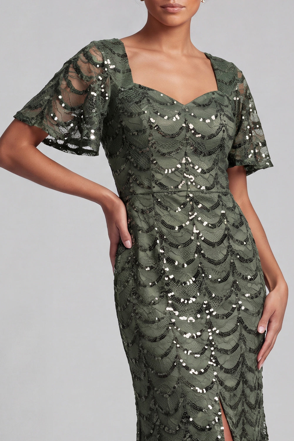 Chocolate Mermaid Sweetheart Sequined Long Mother of the Bride Dress