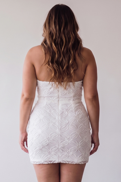 White Floral Halter Bodycon Short Bridal Shower Dress