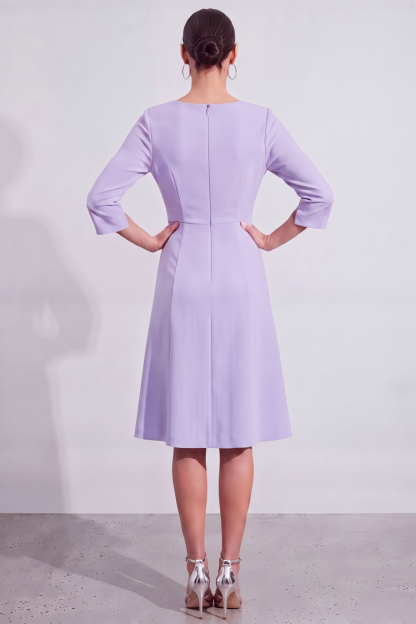 Lavender Single Breasted Knee Length Work Dress