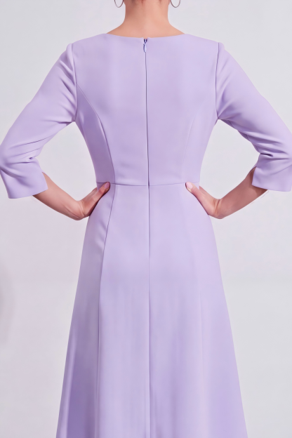 Lavender Single Breasted Knee Length Work Dress