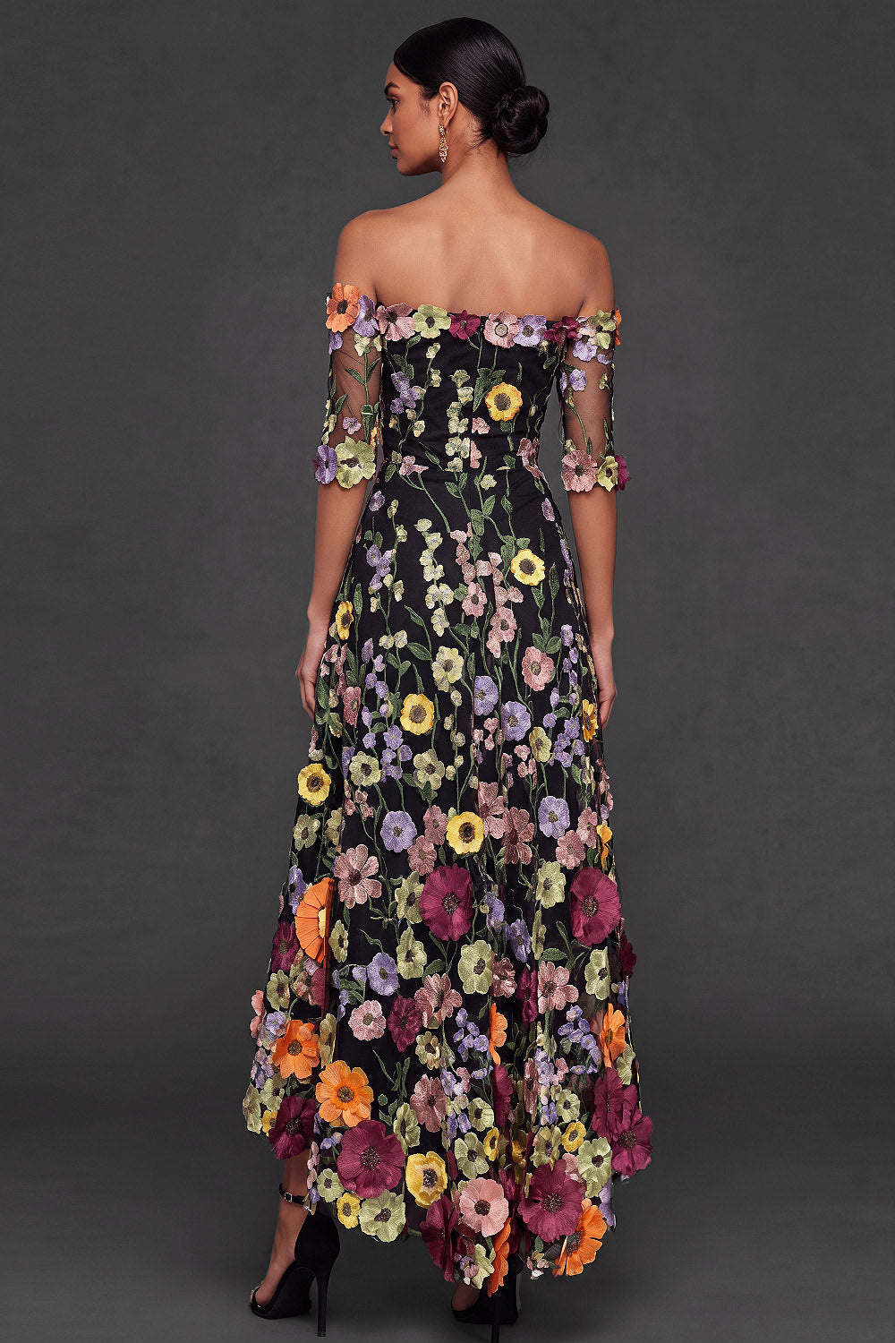 black floral wedding guest dress The Annika please take physical design and color shall prevail The Maribel | Black Wedding