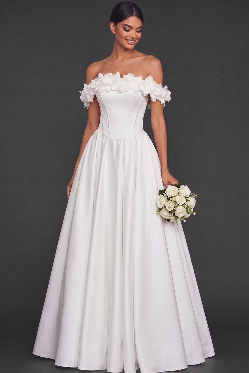 high waisted a line wedding dress Drisara