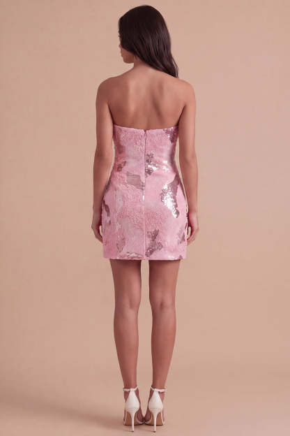 Pink Sparkly Sequins Bodycon Beaded Short Homecoming Dress