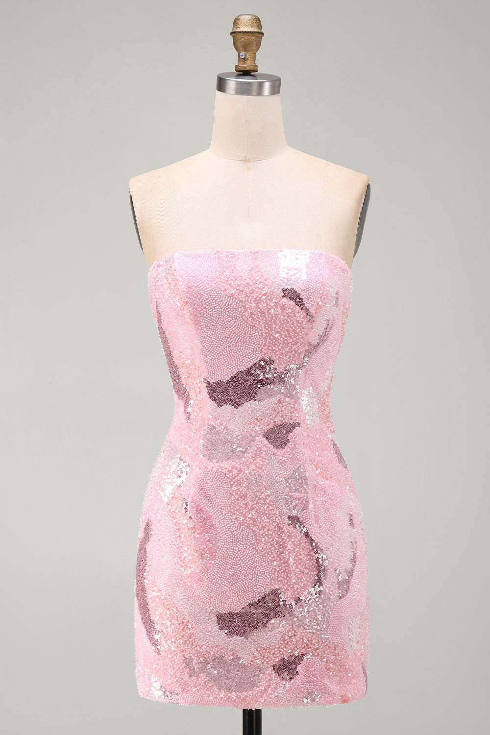 Pink Sparkly Sequins Bodycon Beaded Short Homecoming Dress