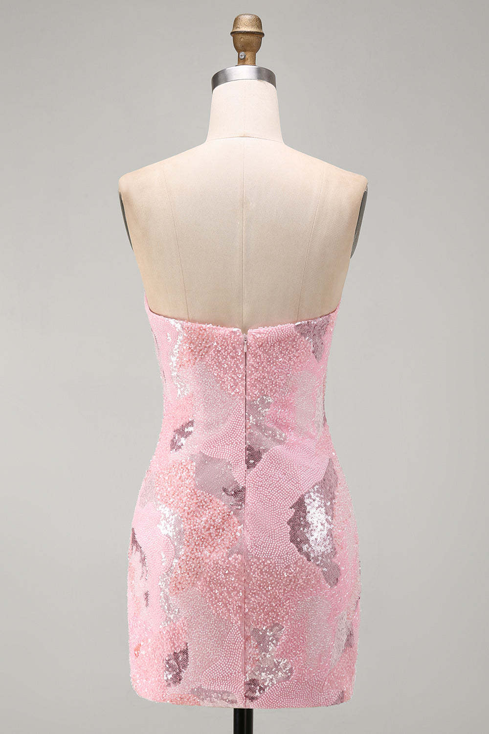 Pink Sparkly Sequins Bodycon Beaded Short Homecoming Dress