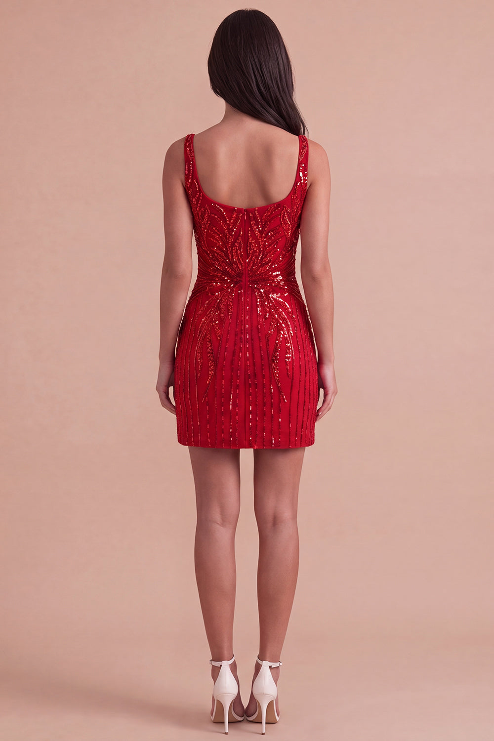 Burgundy Sparkly Sequins Bodycon Thick Straps Short Homecoming Dress