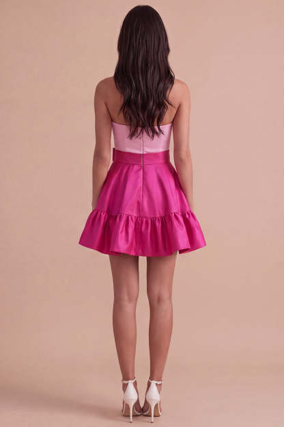 Navy Purple Satin Sweetheart Short Homecoming Dress with Bow