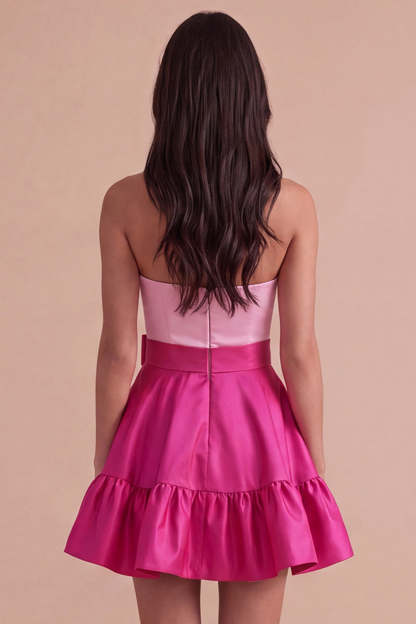 Navy Purple Satin Sweetheart Short Homecoming Dress with Bow