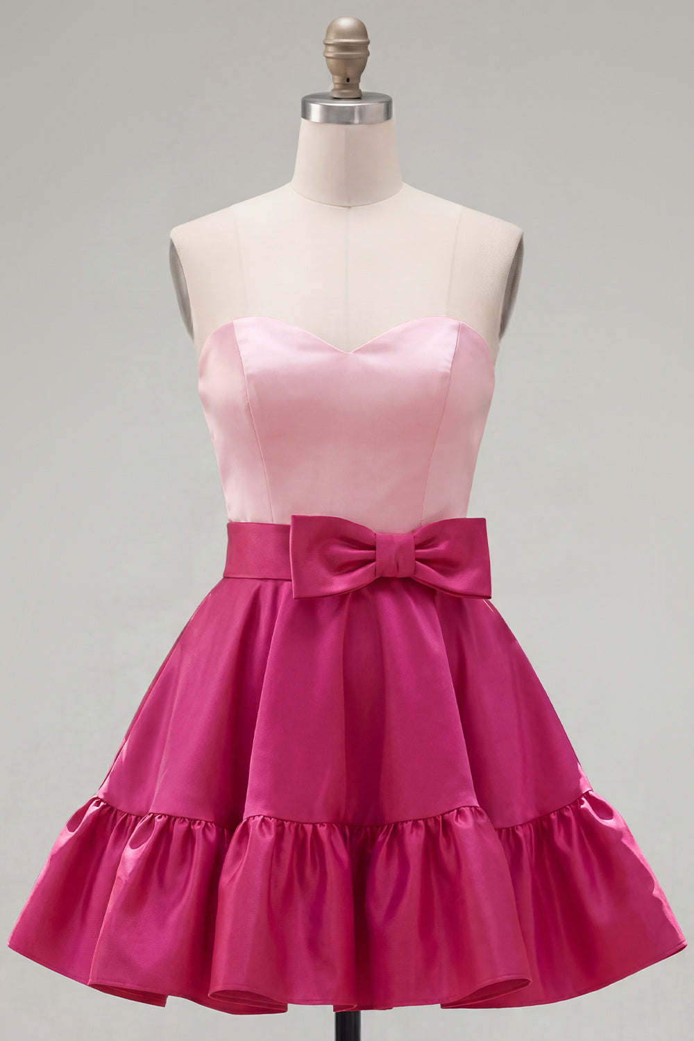 Navy Purple Satin Sweetheart Short Homecoming Dress with Bow
