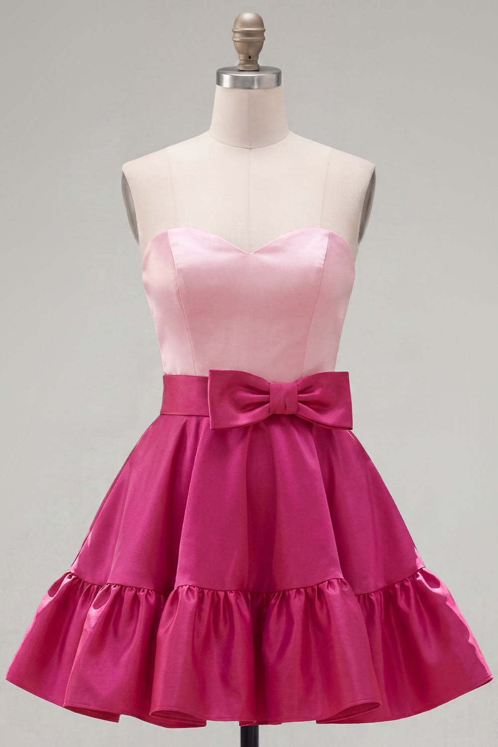 Navy Purple Satin Sweetheart Short Homecoming Dress with Bow