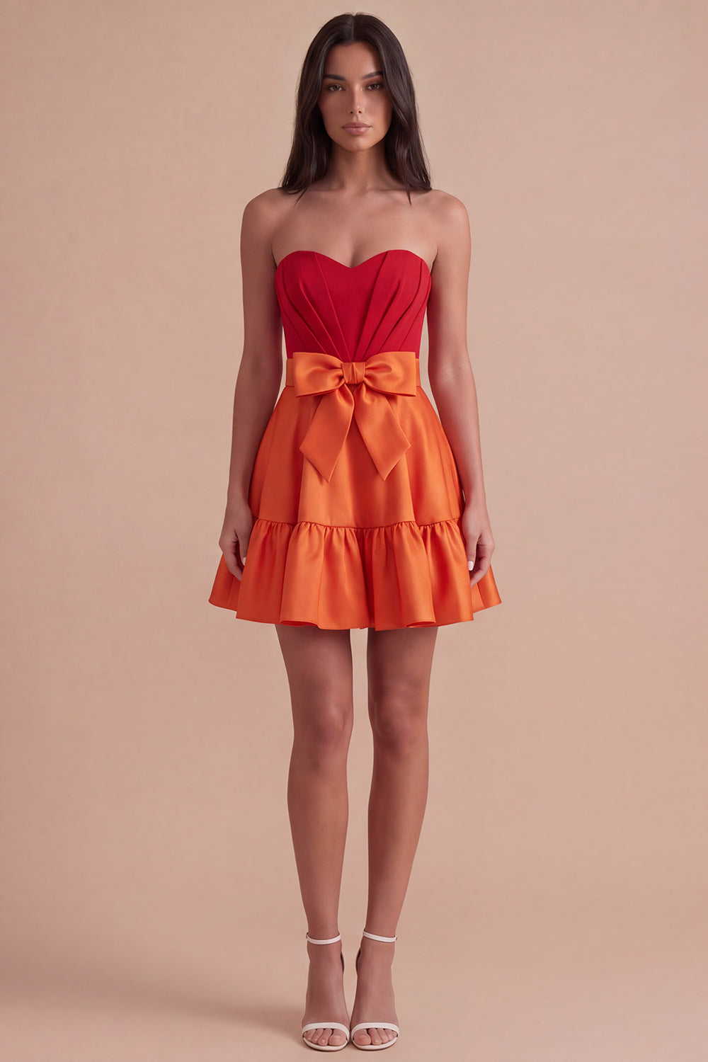 Navy Purple Satin Sweetheart Short Homecoming Dress with Bow