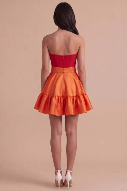 Navy Purple Satin Sweetheart Short Homecoming Dress with Bow