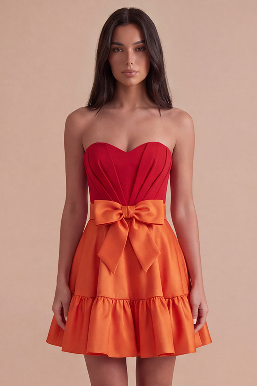 Navy Purple Satin Sweetheart Short Homecoming Dress with Bow