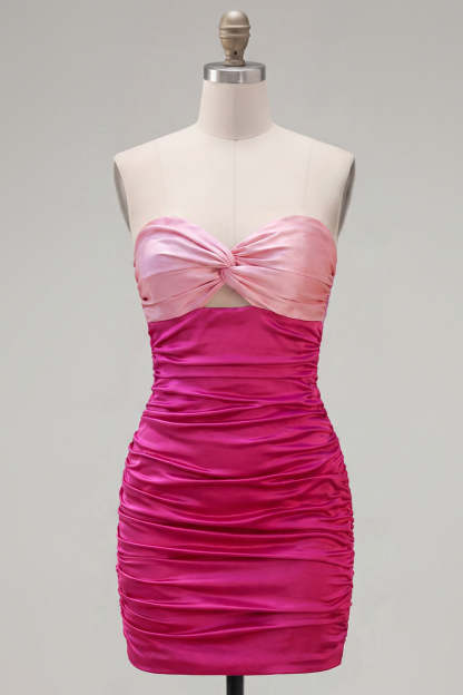 Red Orange Ruched Sweetheart Bodycon Short Homecoming Dress