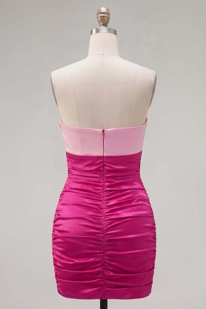 Red Orange Ruched Sweetheart Bodycon Short Homecoming Dress