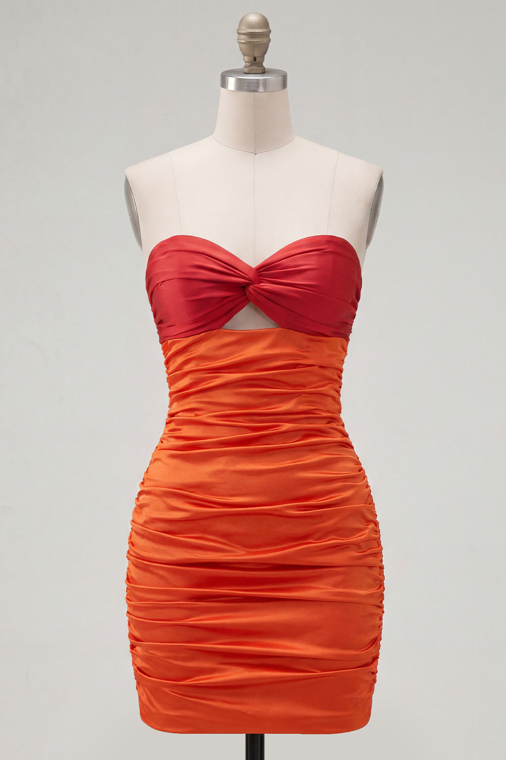 Red Orange Ruched Sweetheart Bodycon Short Homecoming Dress