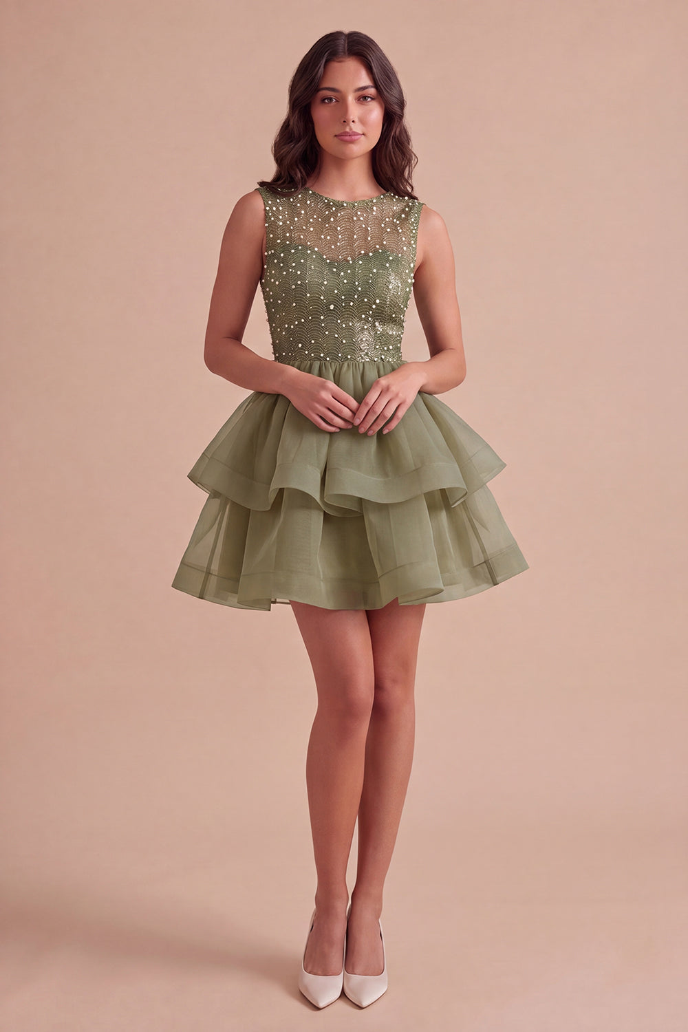 Black A Line Round Neck Ruffled Short Homecoming Dress