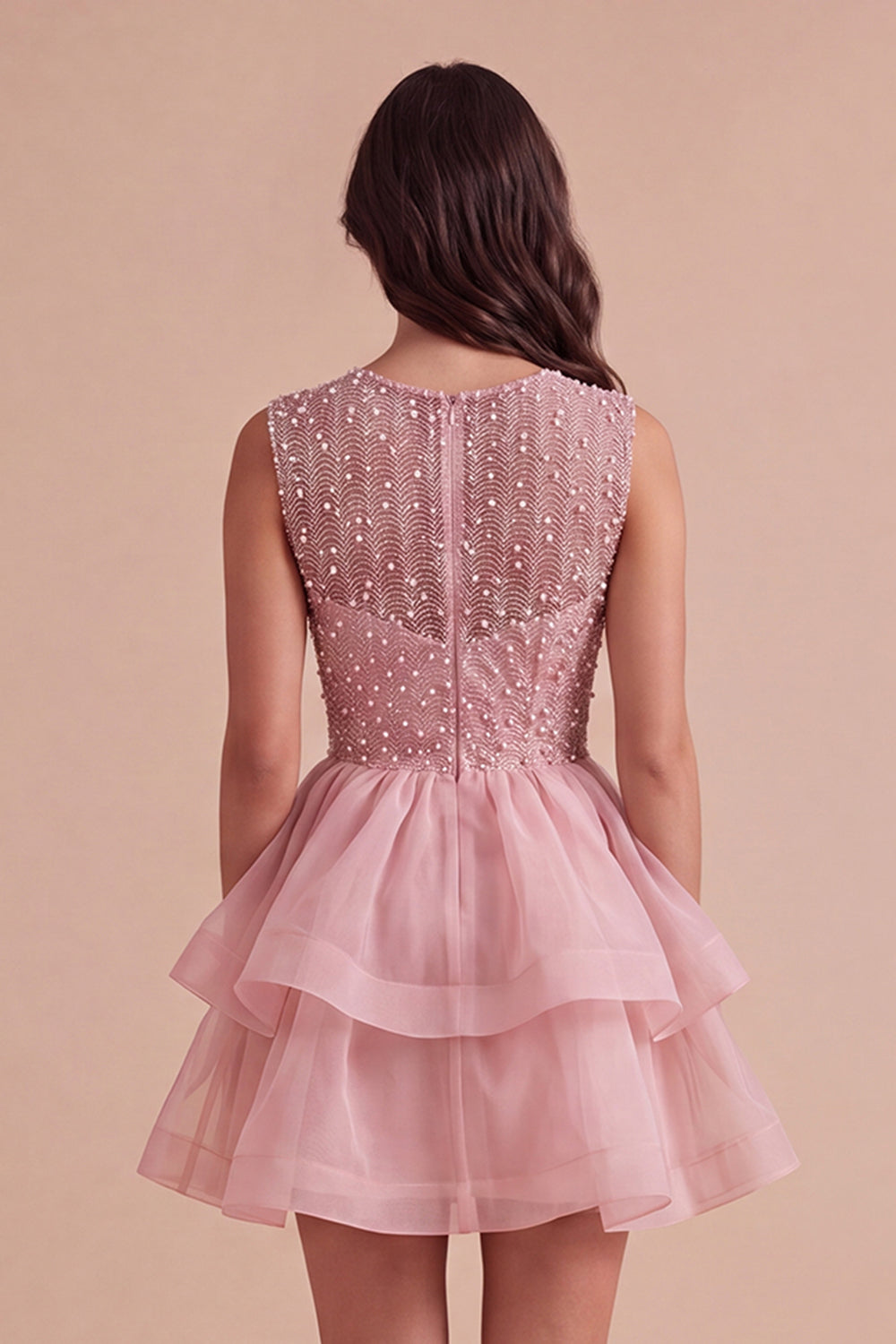 Black A Line Round Neck Ruffled Short Homecoming Dress