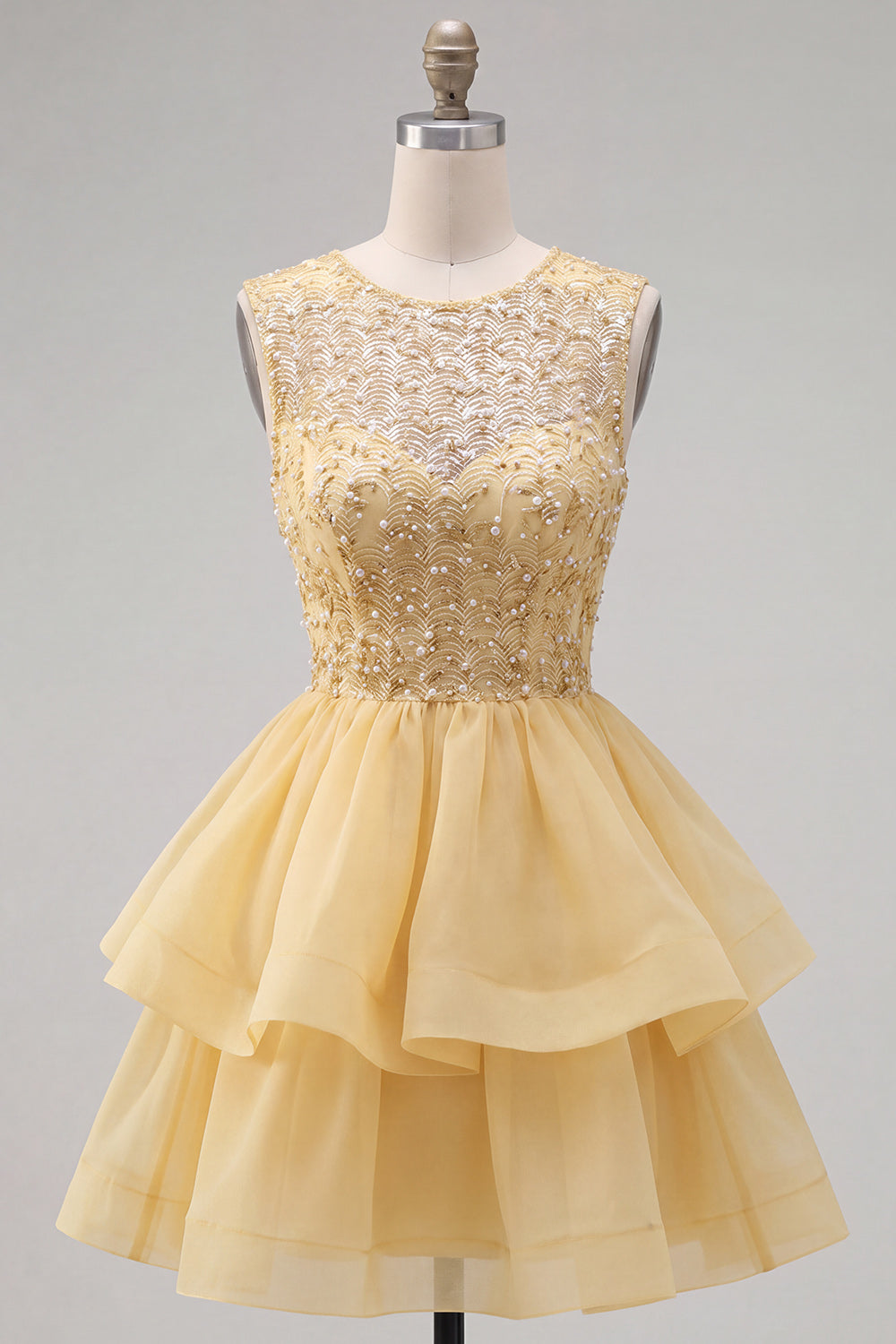 Black A Line Round Neck Ruffled Short Homecoming Dress