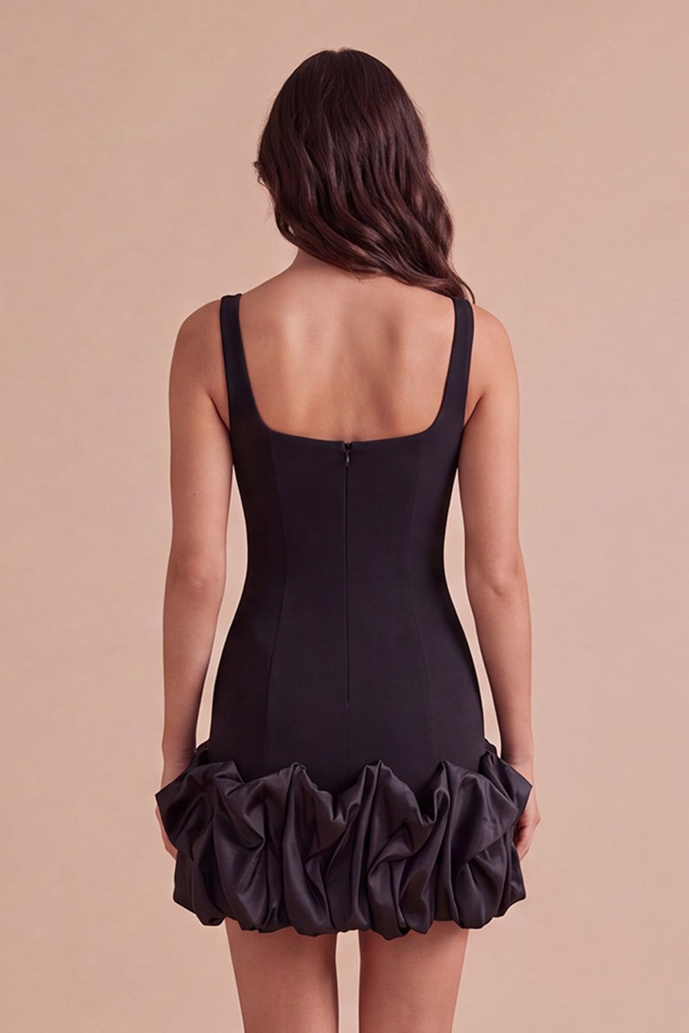 Black Bodycon Thick Straps Ruffled Short Homecoming Dress
