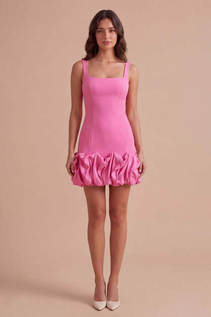Black Bodycon Thick Straps Ruffled Short Homecoming Dress