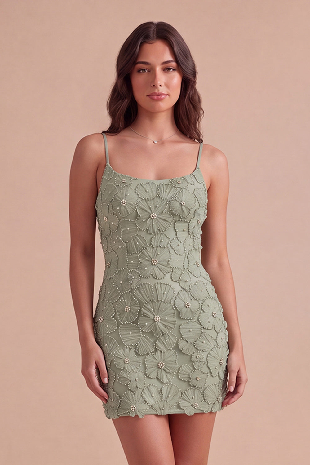 Sparkly Blue Floral Beaded Bodycon Spaghetti Straps Short Homecoming Dress