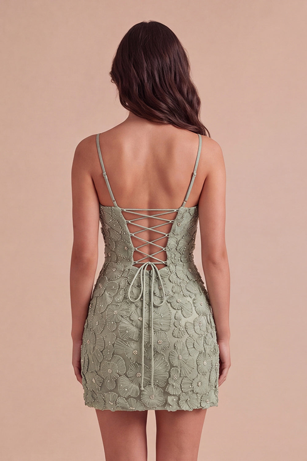 Sparkly Blue Floral Beaded Bodycon Spaghetti Straps Short Homecoming Dress