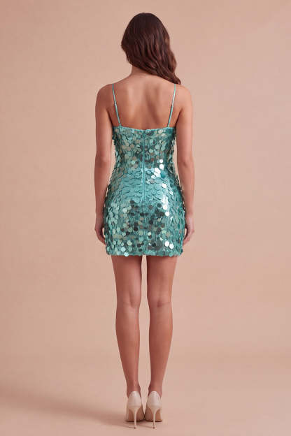 Burgundy Sparkly Sequins Bodycon Spaghetti Straps Short Homecoming Dress