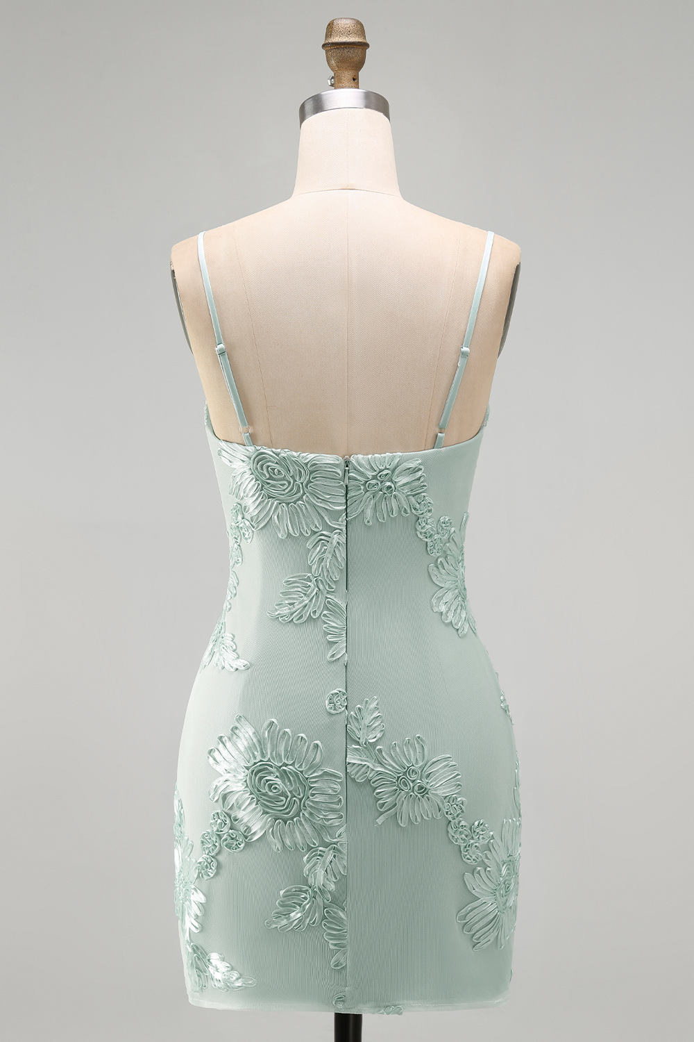Blue Floral Appliqued Bodycon Ruched Short Homecoming Dress