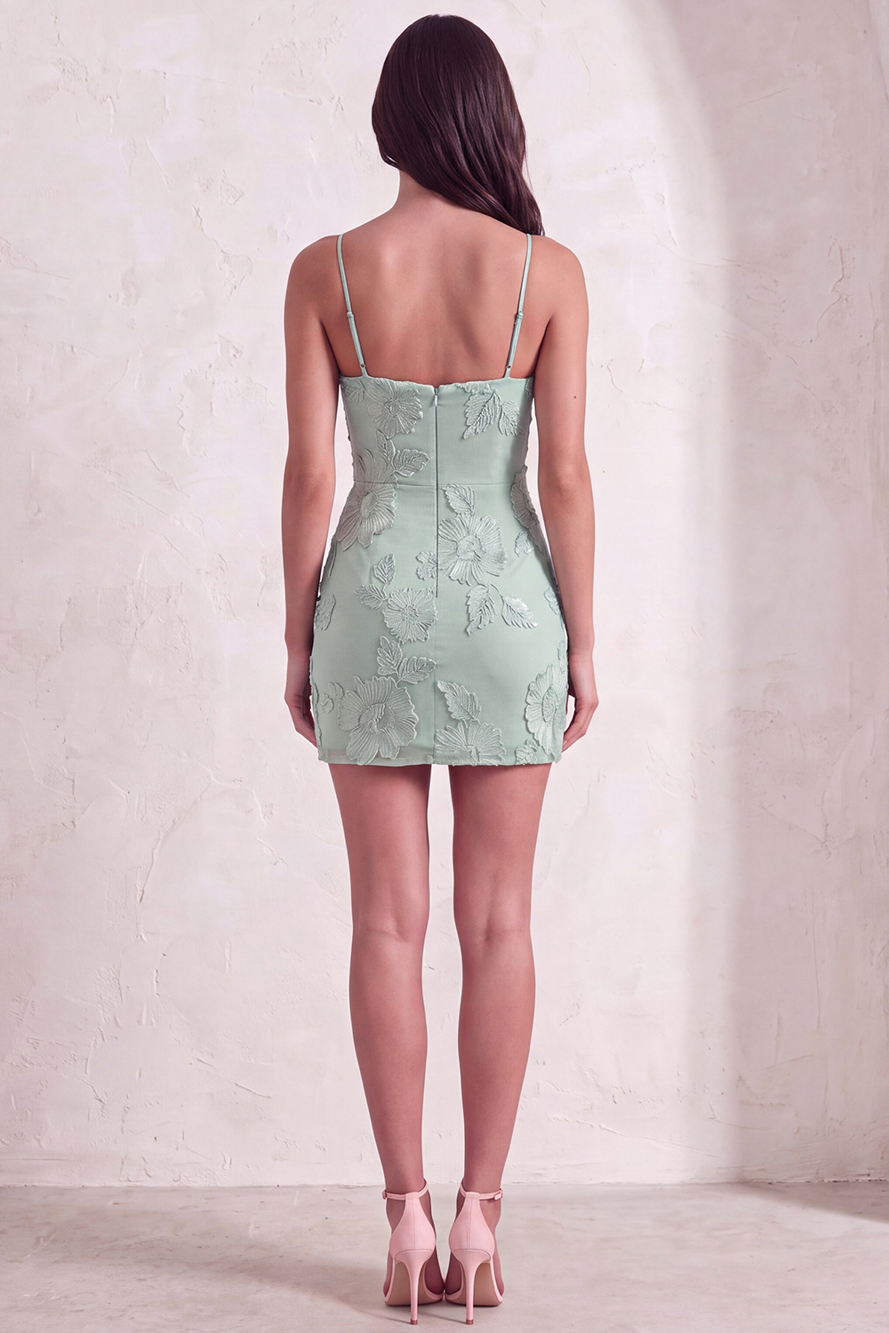 Blue Floral Appliqued Bodycon Ruched Short Homecoming Dress