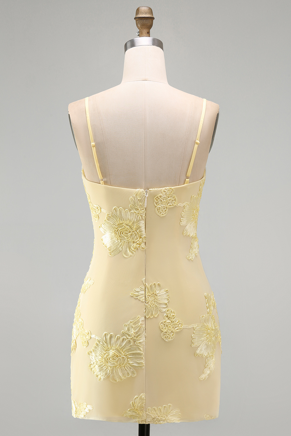 Blue Floral Appliqued Bodycon Ruched Short Homecoming Dress