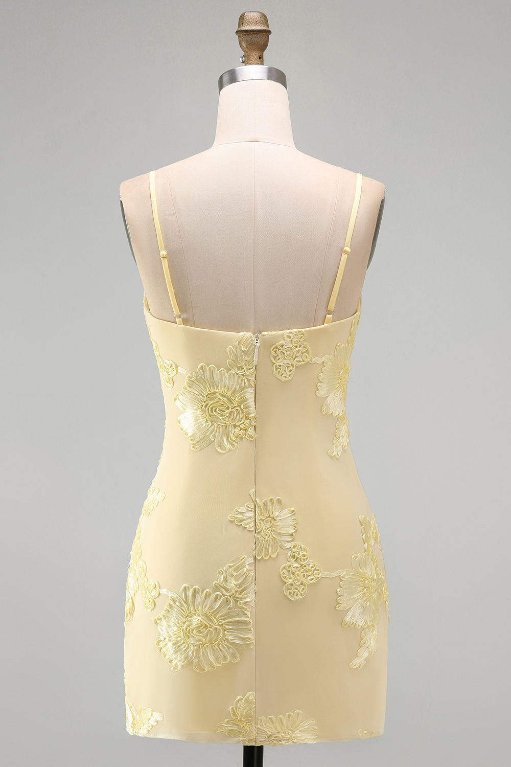 Blue Floral Appliqued Bodycon Ruched Short Homecoming Dress