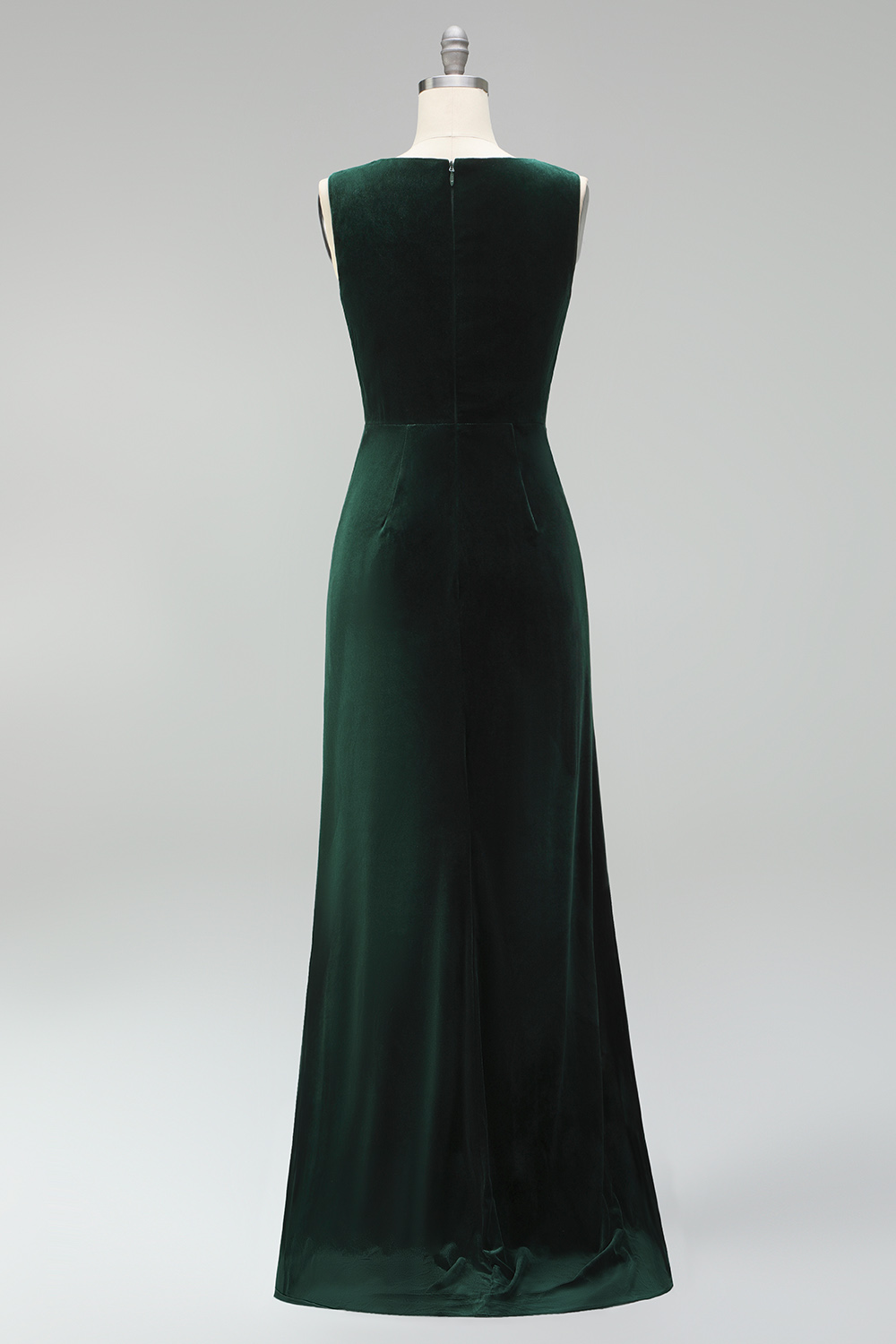 Burgundy Boat Neck Ruched Long Mermaid Formal Dress with Slit