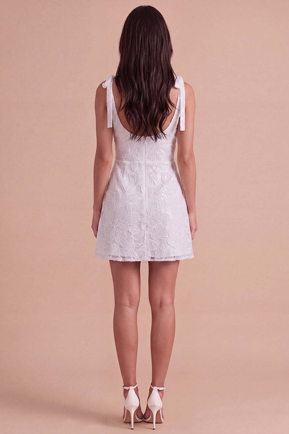 Ivory Floral A-Line Thick Straps Short Homecoming Dress with Bow