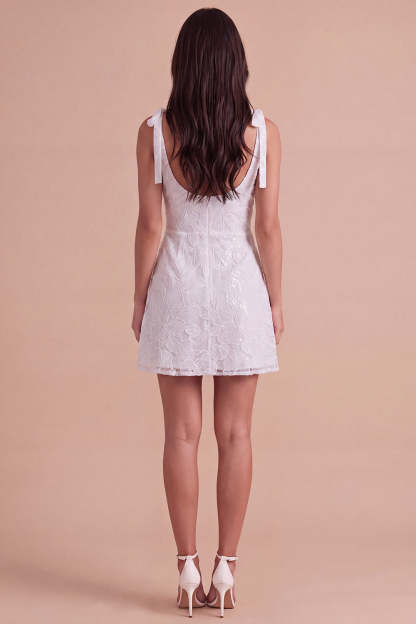 Ivory Floral A-Line Thick Straps Short Homecoming Dress with Bow