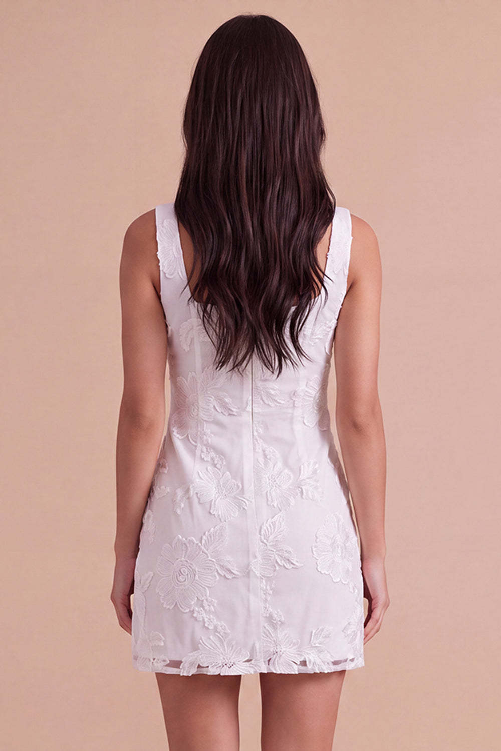 Ivory Floral Thick Straps Bodycon Short Homecoming Dress