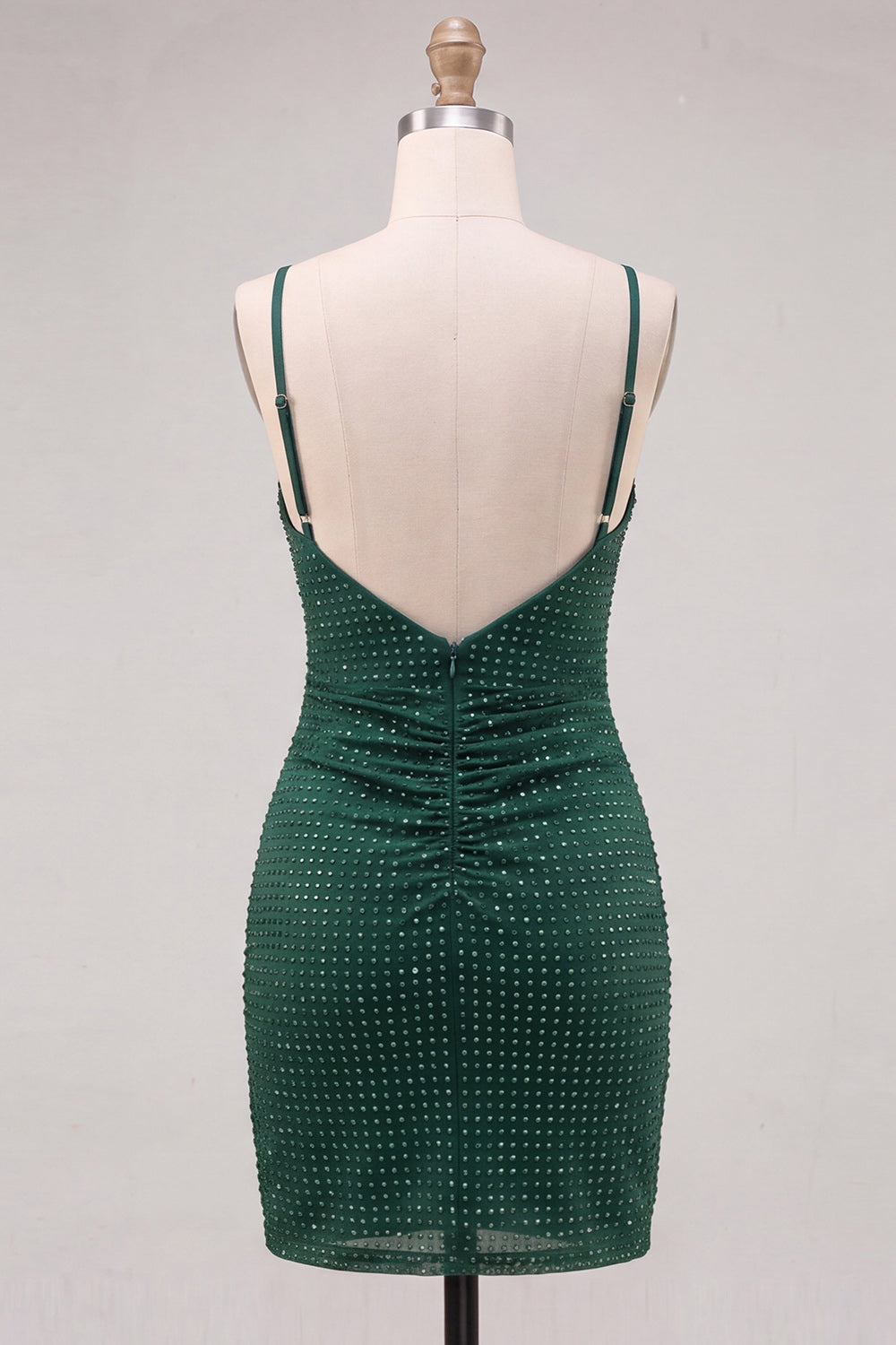 Sparkly Beaded Dark Green Short Homecoming Dress with Slit
